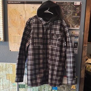 Volcom Black and White Checkered Hooded Jacket - 600mm waterproofing